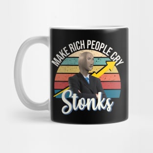 Stonks meme man make hedge funders short sellers cry Mug